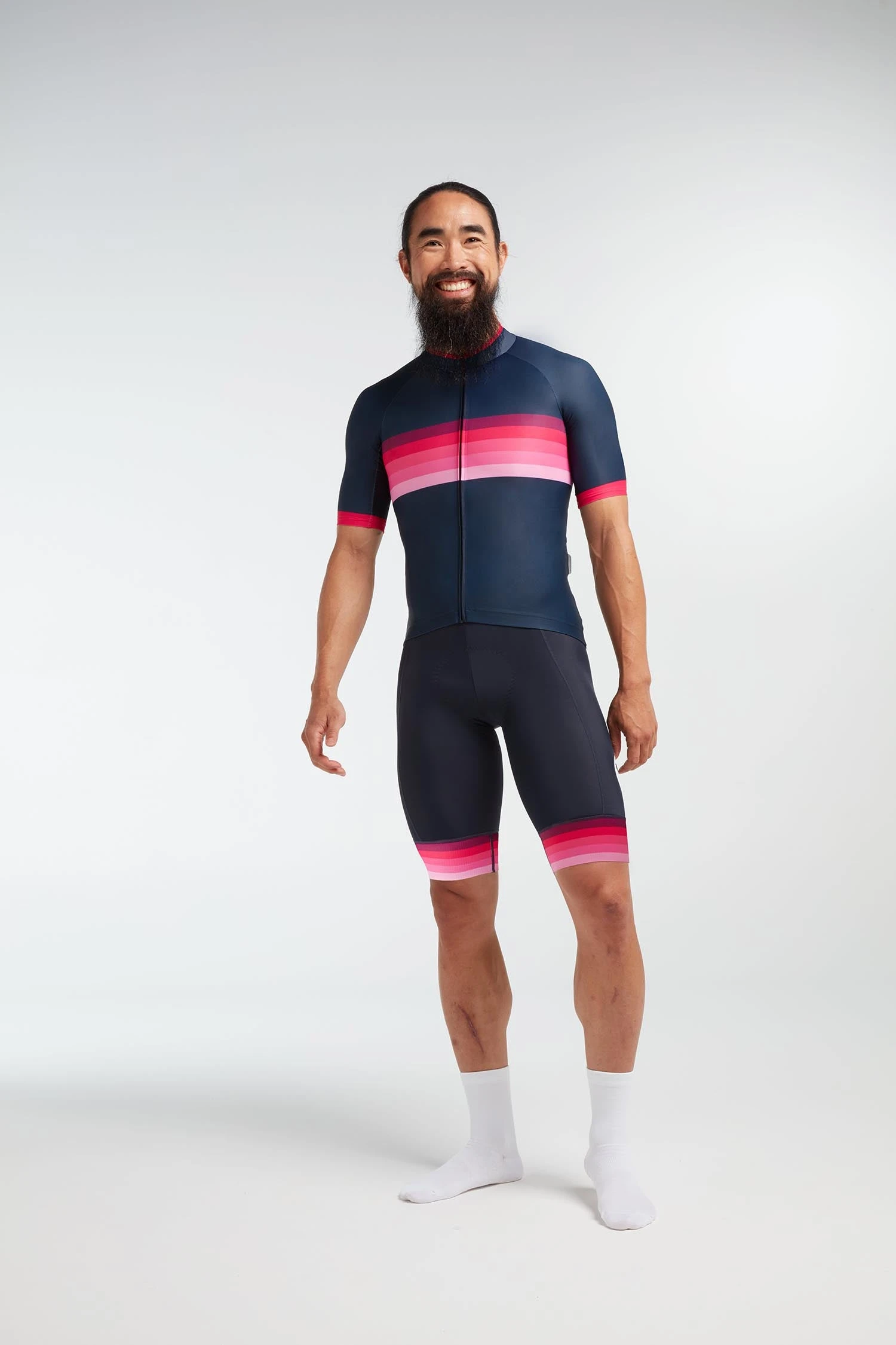 Navy Pink Stripe Essentials TOUR Men's Jersey - Image 4