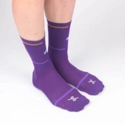 Deep Purple Laser PLTN Socks -Velo Velo Cycle Cheap Store PelotonDeParis DeepPurple Laser PLTN CyclingSocks Front VeloVeloSigapore