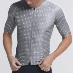 Light Grey Grid Dot Ultralight Men's Jersey -Velo Velo Cycle Cheap Store mens grid dot jersey light grey front detail 1200x e8727a3f 6e72 4f18 b5bf 84c979b89cd1