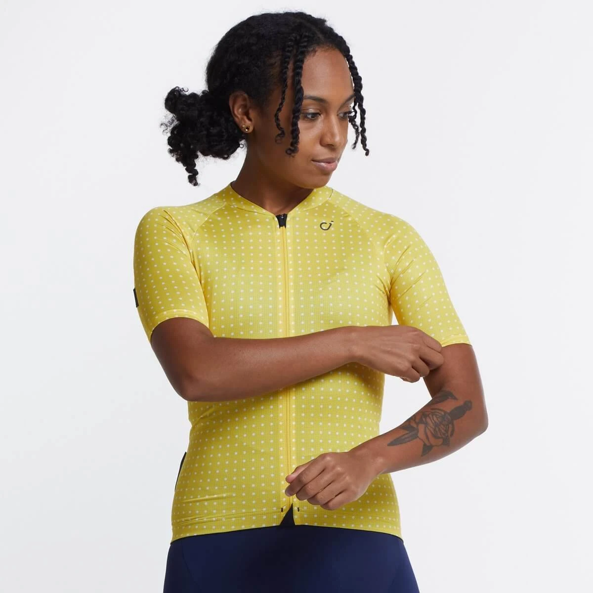 Gold Yellow Grid Dot Ultralight Women's Jersey - Image 3